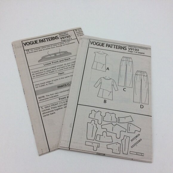 Vogue 9193 Marcy Tilton Misses Tunic Pants Pattern Uncut Sz 16 18 20 22 24 Easy - Picture 7 of 10